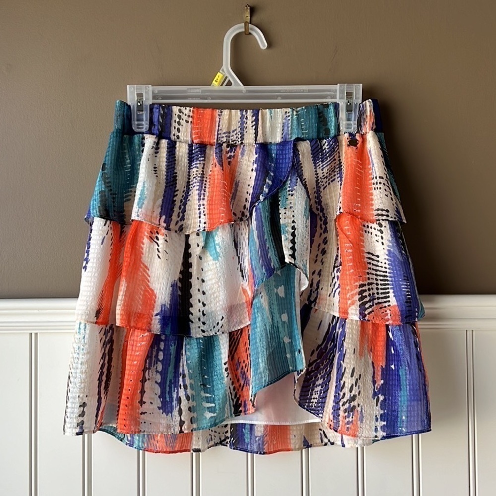 GUESS Multicolored Tiered Mini Skirt Size Small - Picture 11 of 11